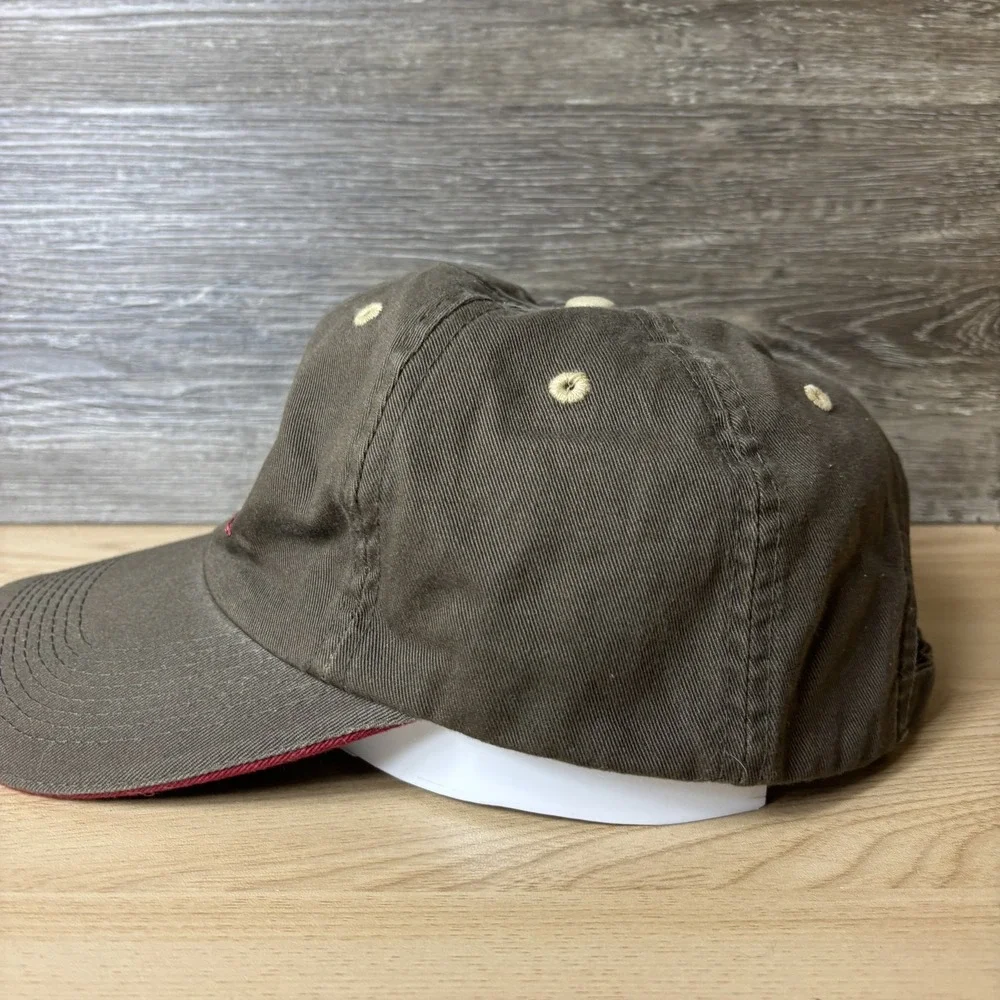John Deere Hat Cap Strap Back Brown Canvas Patch Embroidered Mens One Size